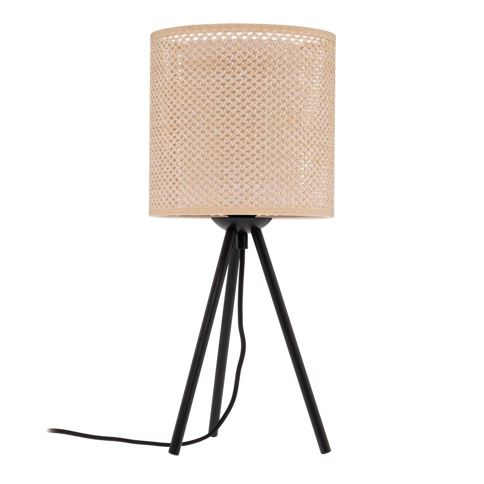Настільна лампа Lindby Tripod Rattan Look E27 43,5 см White Cream, фото №4