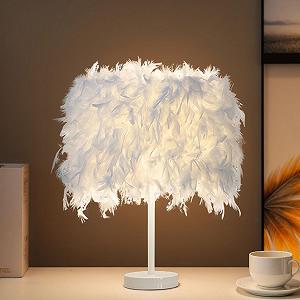 Настольная лампа Перовая Винтажная с лампой Белая - Фото 1