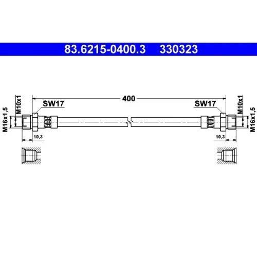 Тормозной шланг ATE 83.6215-0400.3 для FERRARI передний мост, фото №1 Тормозной шланг ATE 83.6215-0400.3 для FERRARI передний мост, фото №1