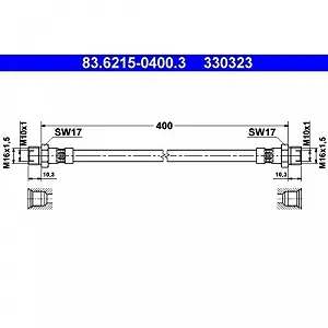 Тормозной шланг ATE 83.6215-0400.3 для FERRARI передний мост - Фото 1