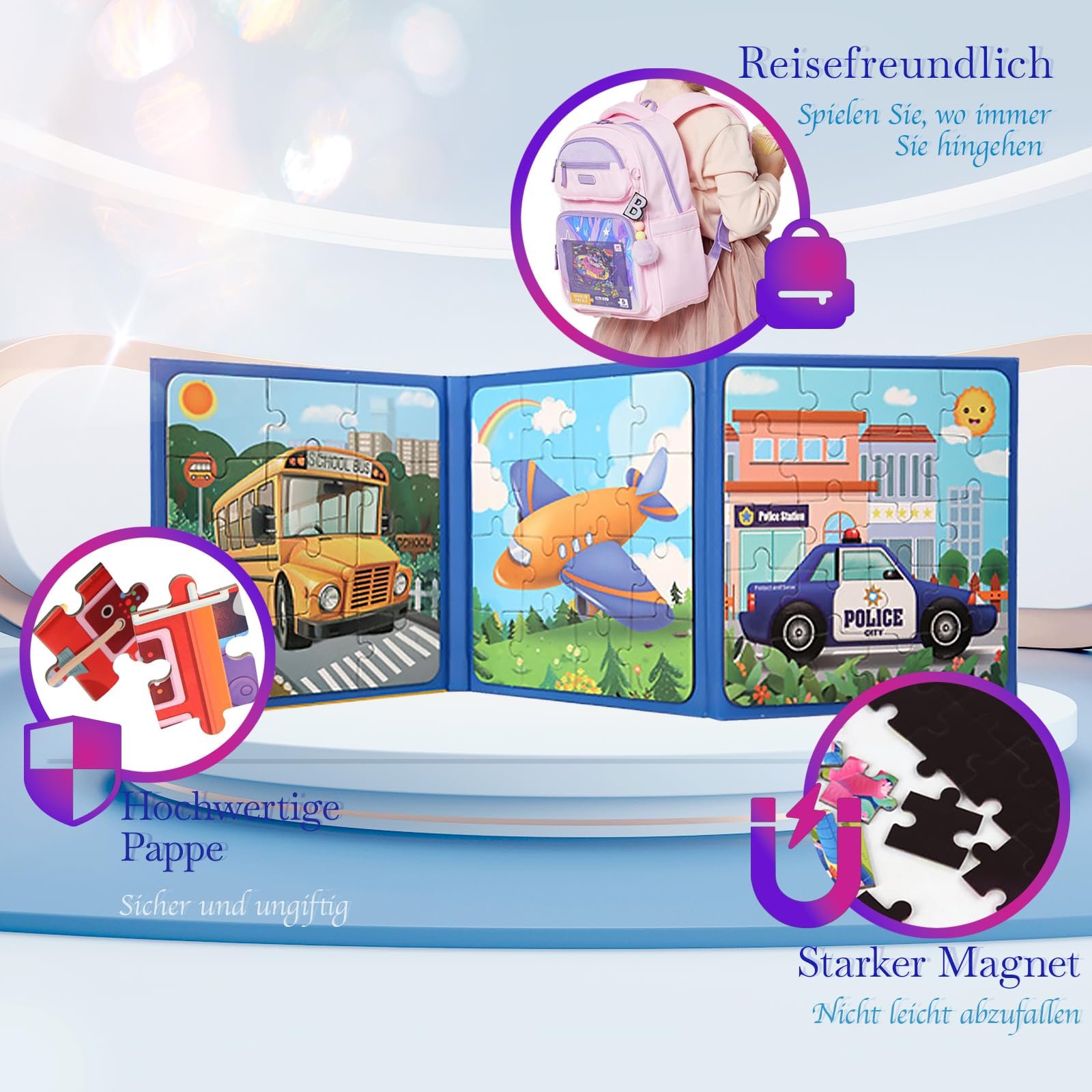 Магнитный пазл LUMIN TUTU 3-в-1 16/20/25 элементов DIY Развивающая игрушка, фото №3