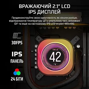 Система рідинного охолодження Corsair iCUE LINK Titan 240 RX LCD / 240 мм / 2.1" IPS LCD / 2 x 120 мм RX120 RGB synthetic.ua - Фото 1