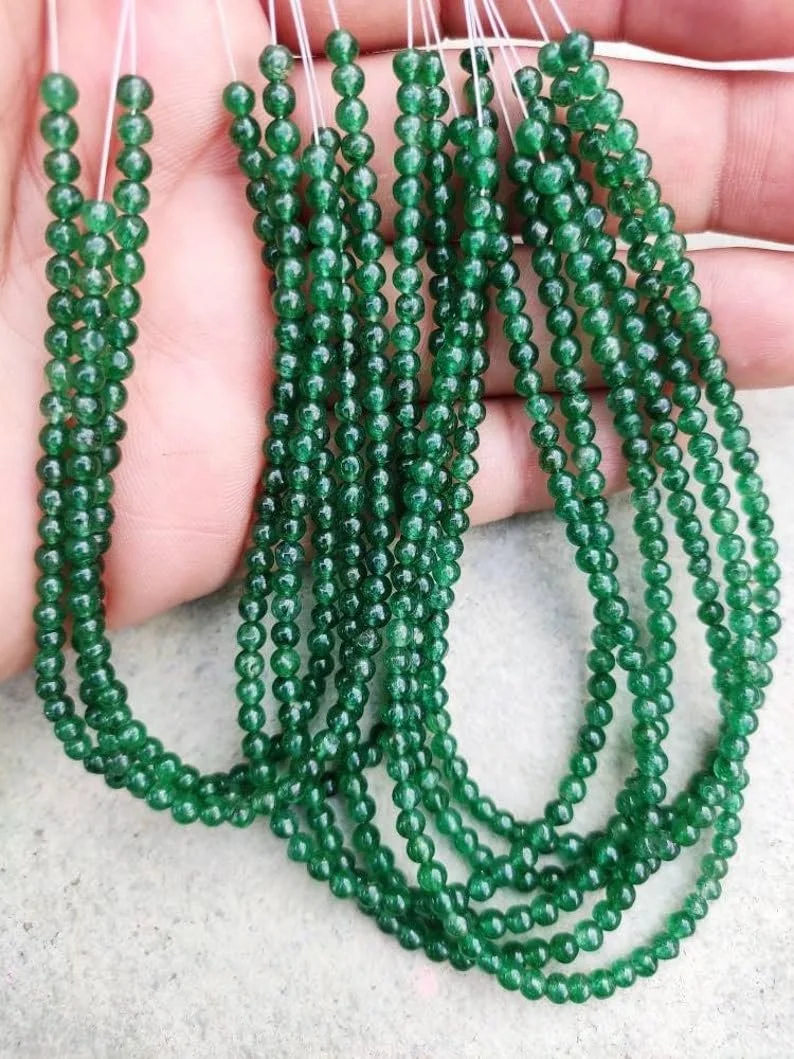 Бусины Авантюрин Зеленый Натуральный Ограненные 3.5-4 мм, фото №2