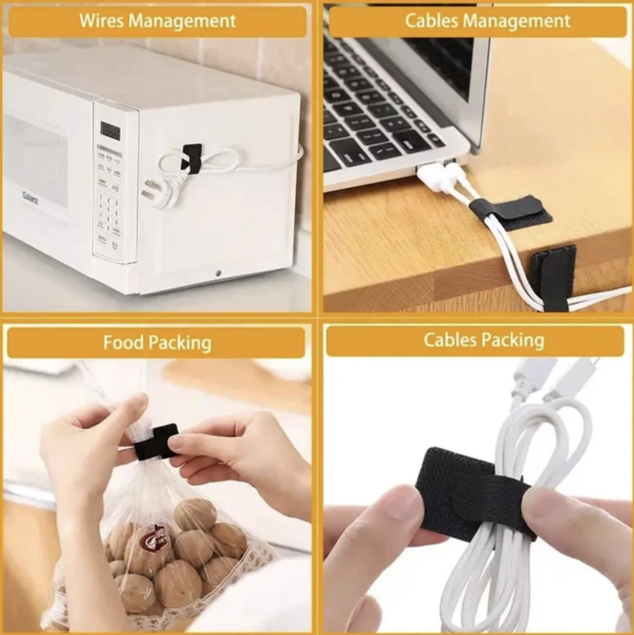 Тримач-стяжка для проводів липучка органайзер кабелю багаторазовий 15 шт Білий, фото №5