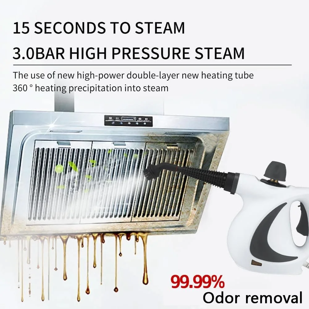 Пароочисник Red Hut Mobile 1050 W 3.2 Bar з 12 насадками ручний портативний Сірий, фото №4