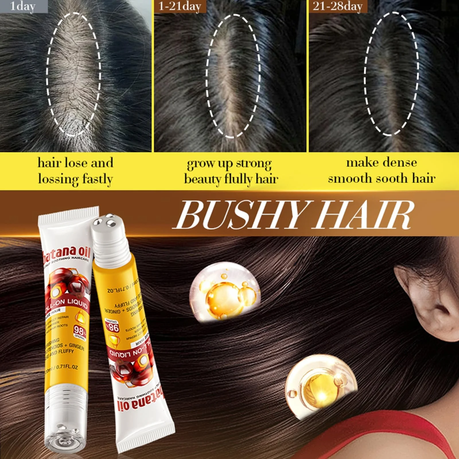 Масло для волос Batana, для успокоения кожи головы, для густоты волос, с шариковым аппликатором - 2 шт, фото №5 Масло для волос Batana, для успокоения кожи головы, для густоты волос, с шариковым аппликатором - 2 шт, фото №5