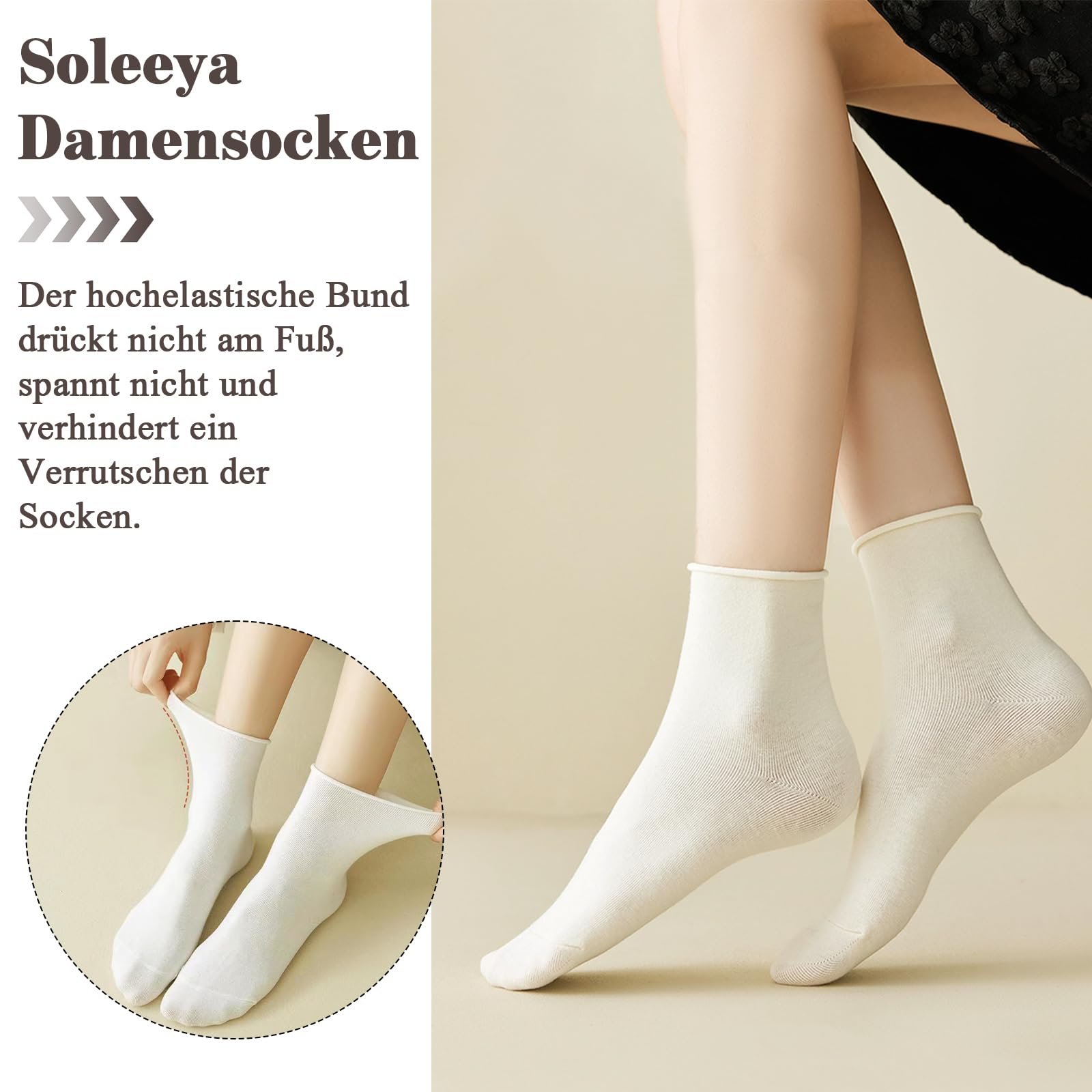 Носки Хлопковые Crimping 6 пар, Размер 35-41, Дышащие Тонкие, Белые, фото №3