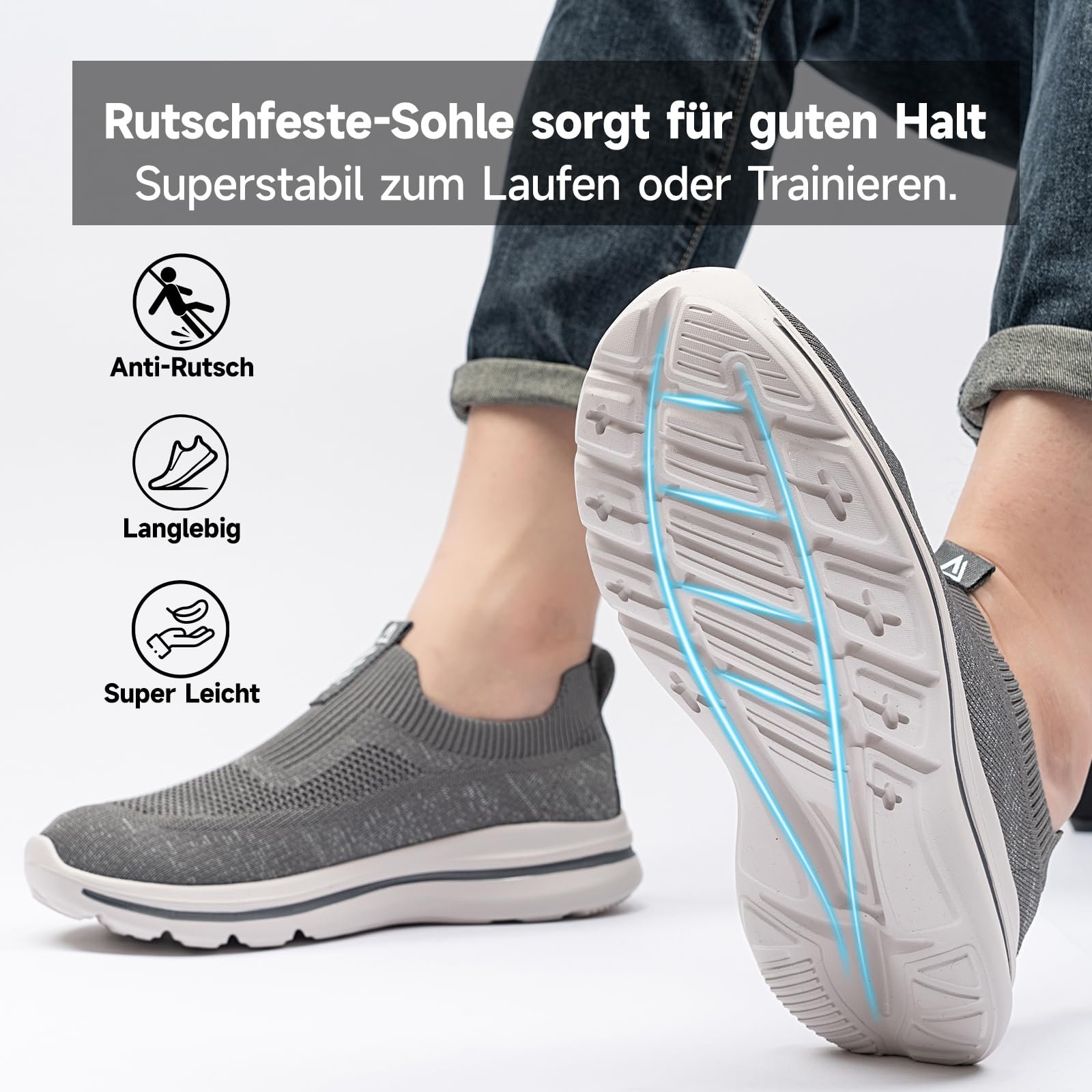 Сліпони ODCKOI Чоловічі Сітка Дихаючі Кросівки для бігу Зручні кросівки Легкі спортивні кросівки для фітнесу на відкритому повітрі, фото №3 Сліпони ODCKOI Чоловічі Сітка Дихаючі Кросівки для бігу Зручні кросівки Легкі спортивні кросівки для фітнесу на відкритому повітрі, фото №3