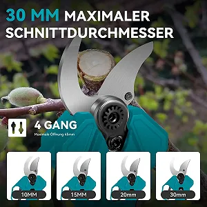 Секатор акумуляторний Yofidra 30 мм, максимальне відкриття 45 мм + 2 акумулятори, LCD дисплей, зарядний пристрій + кейс synthetic.ua - Фото 1