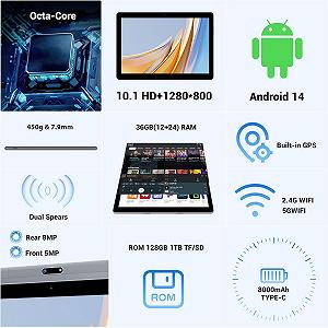 Планшет 10.1" Foruser L231 12+24/128Gb 8 ядер Android 14 8000 mAh Сірий synthetic.ua - Фото 1