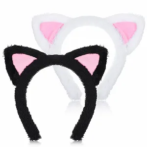 Обруч Вушка кота Prasacco 2 шт Чорний, Білий - Фото 1