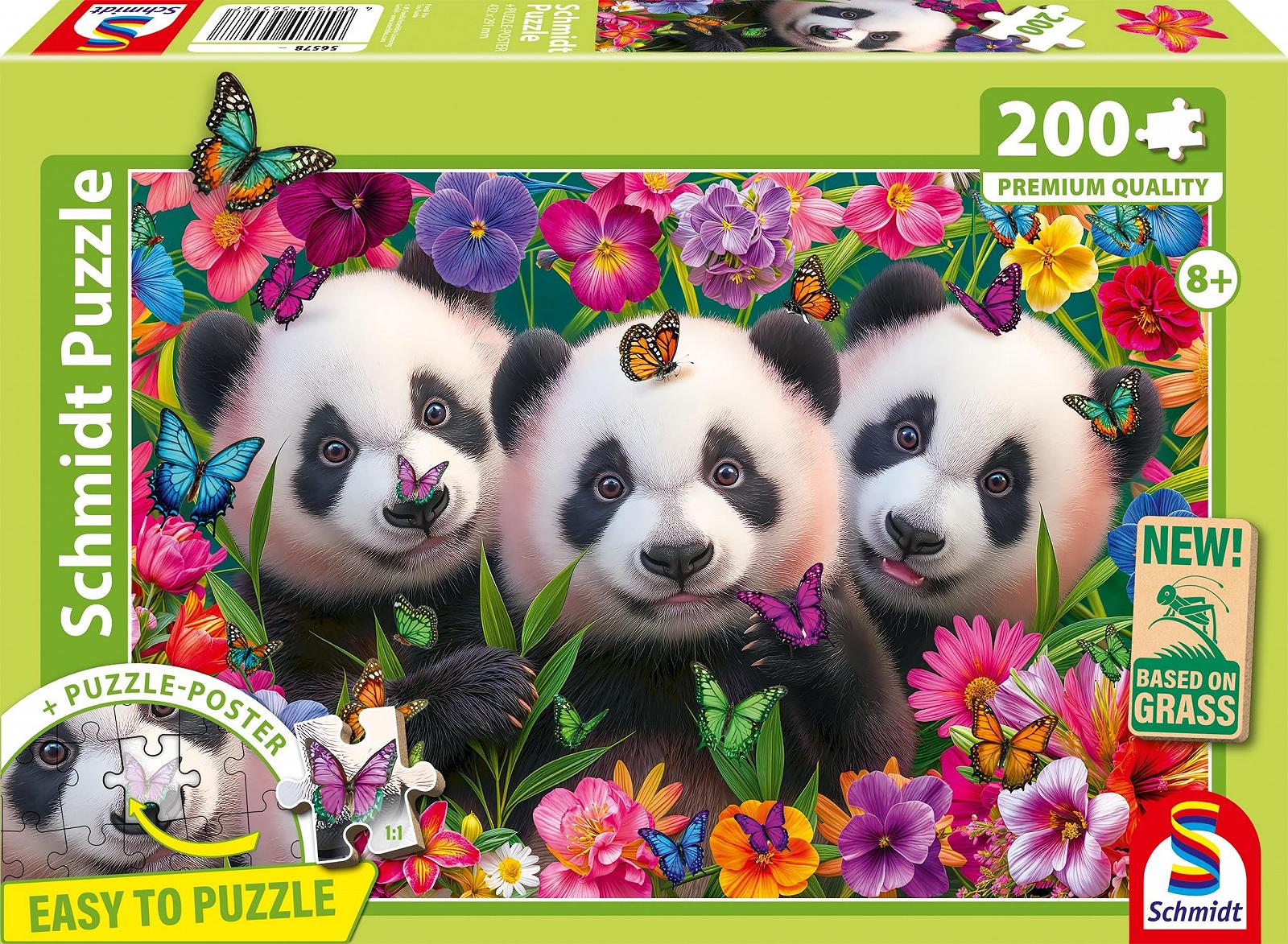 Пазл детский Schmidt Spiele 56578 Panda Trio 200 деталей из травяного картона, фото №4