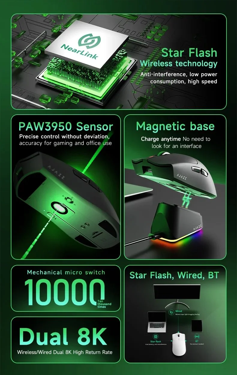 Миша AJAZZ AJ139P NL V3 Ultra PAW3950 42000DPI Black + кейс, фото №8