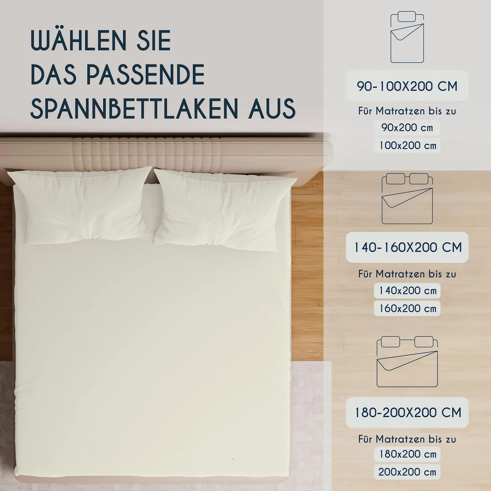 Простирадло на гумці Dreamzie Premium для топпера, 180 x 200 см Бежевий, фото №6 Простирадло на гумці Dreamzie Premium для топпера, 180 x 200 см Бежевий, фото №6