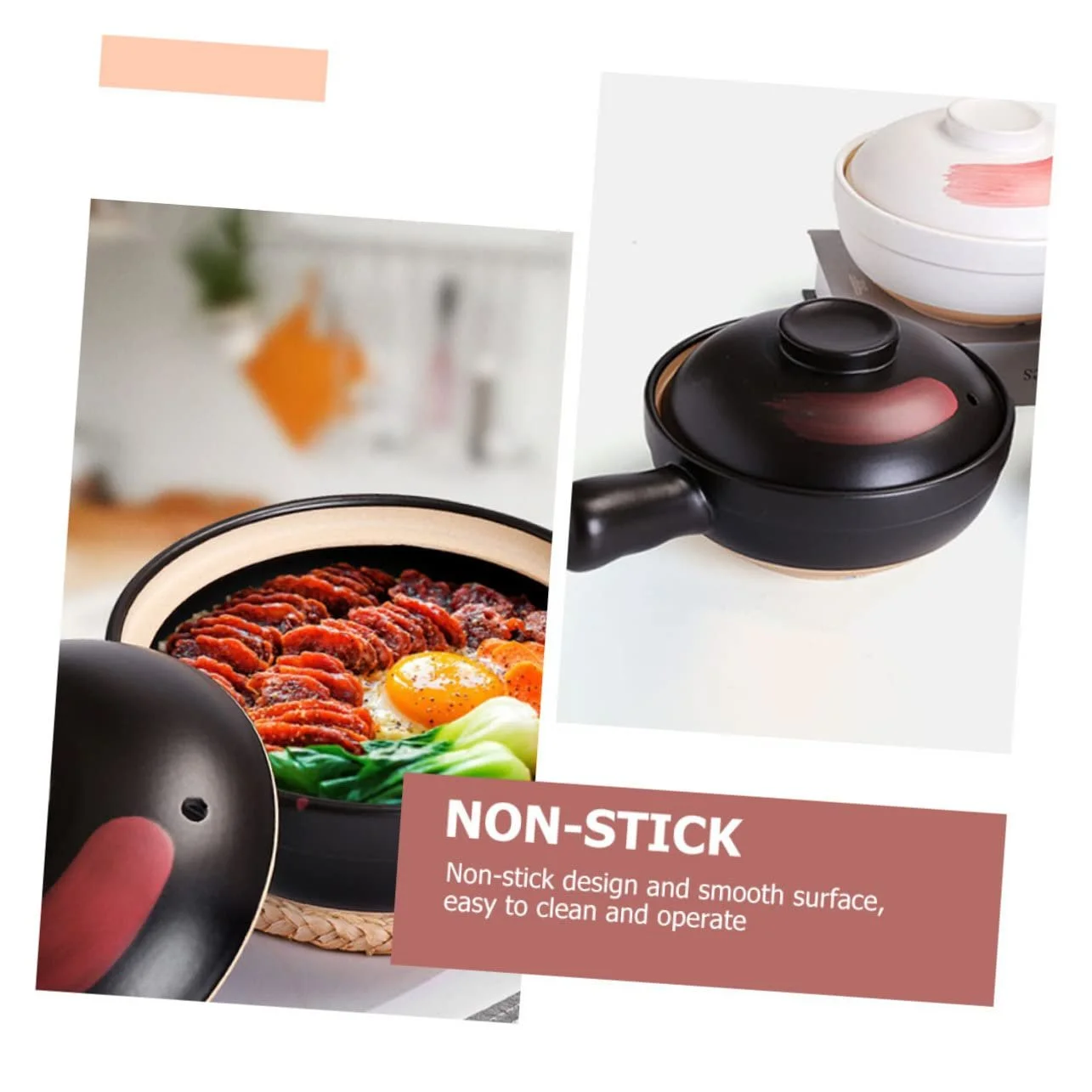 Ковш-жаровня керамічний термостійкий Для газових плит Енергоощадна Нековзна Малий формат, фото №5