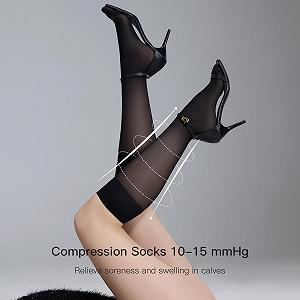 Гольфы Yilanmy 3 пары Женские нейлоновые чулки 40 ден Компрессионные носки, Черный, Натуральный synthetic.ua - Фото 1