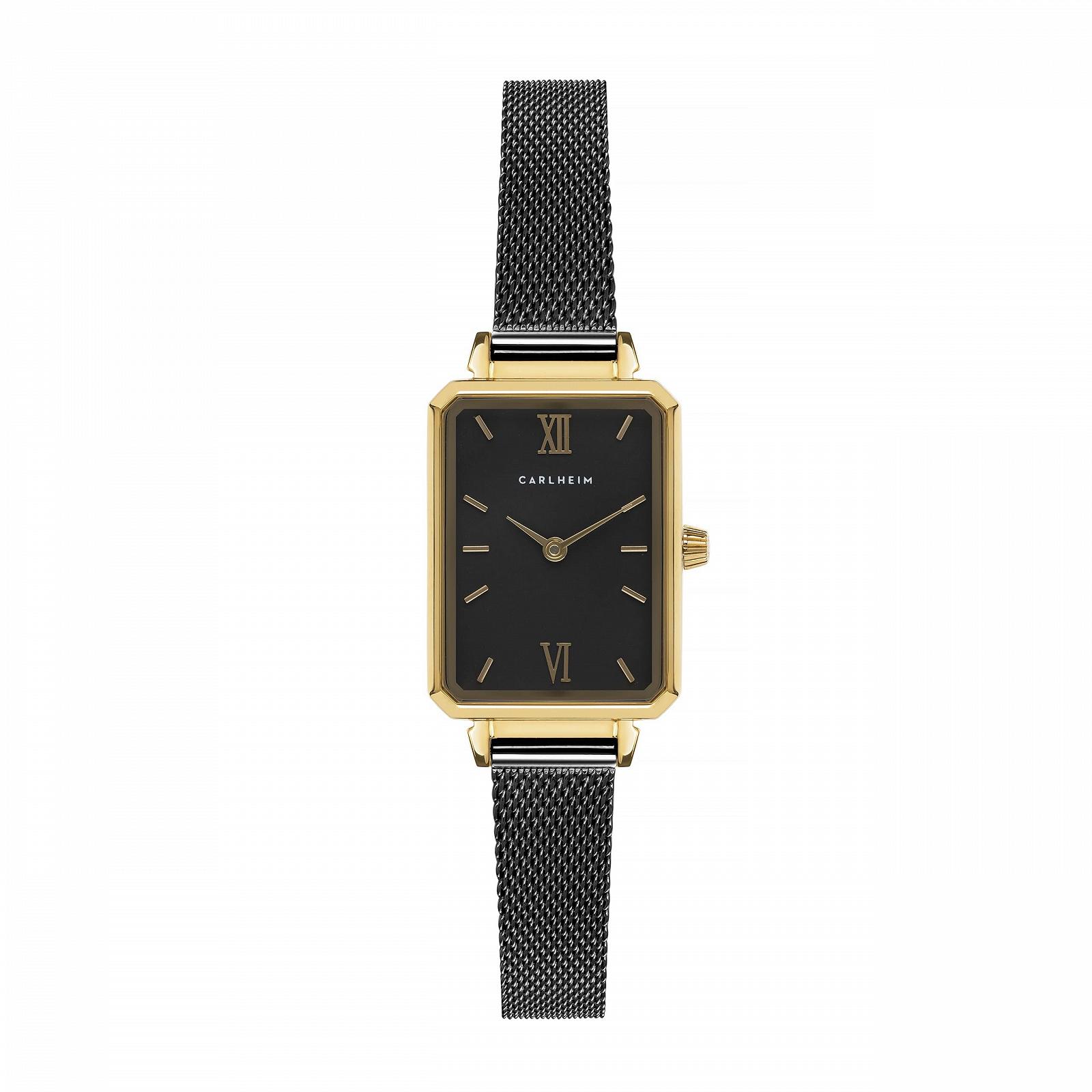 Жіночий годинник Carlheim Mila Petite Square 2620, Чорний, золотий, Класичний, фото №1