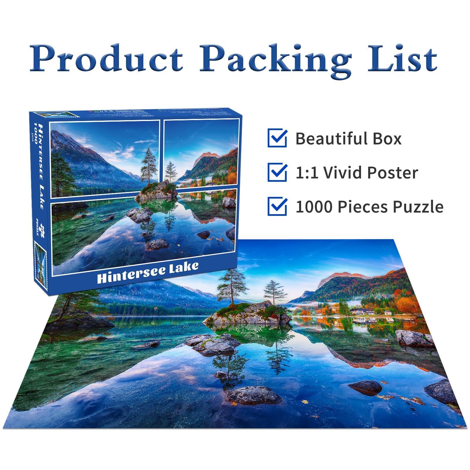 Пазл Hintersee Lakes Озера Гінтерзее, Рамзау, Німеччина 1000 деталей, фото №6