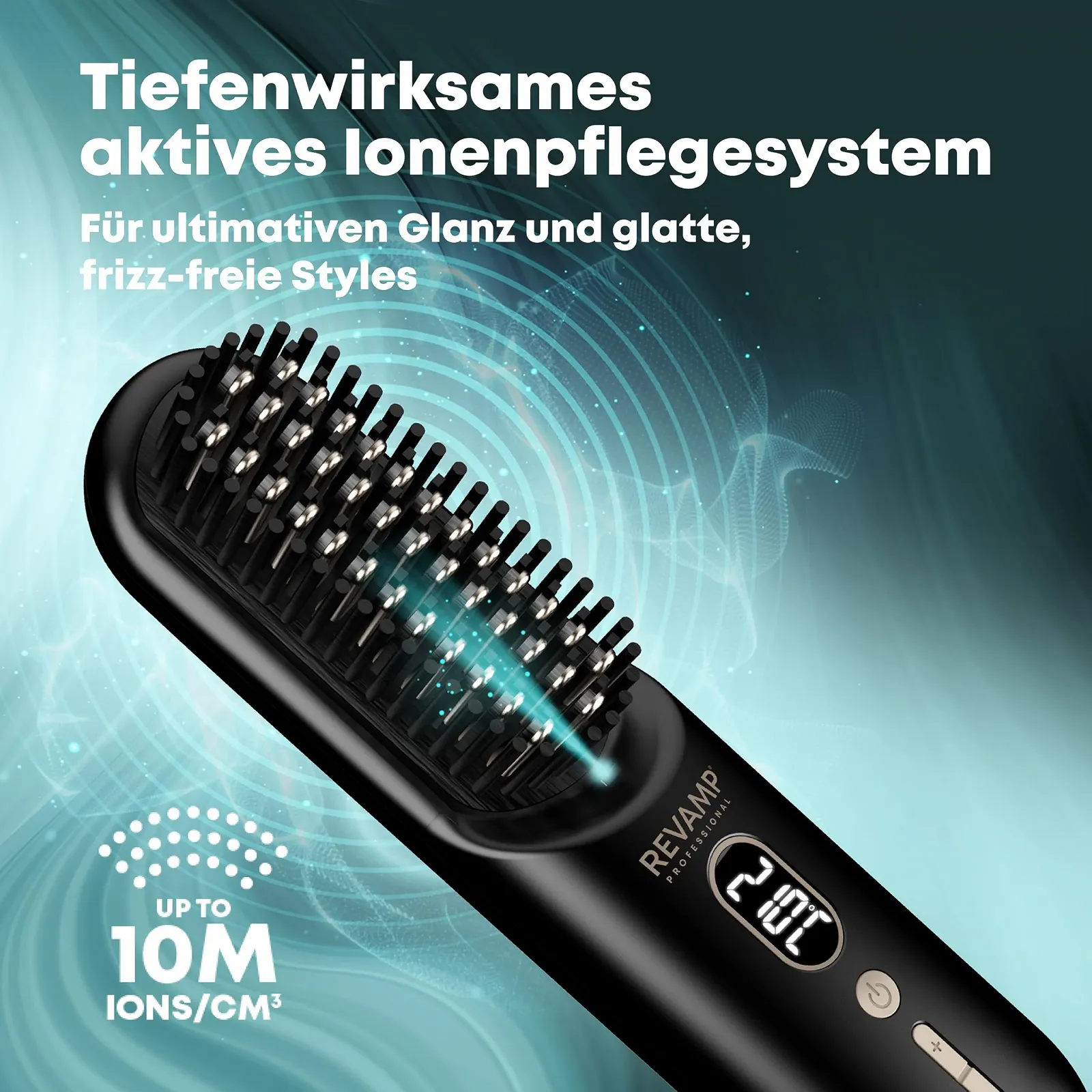 Щетка-выпрямитель REVAMP Straight & Go безпроводная мини с ионизацией и керамикой, USB-C, 60 мин работы, фото №3