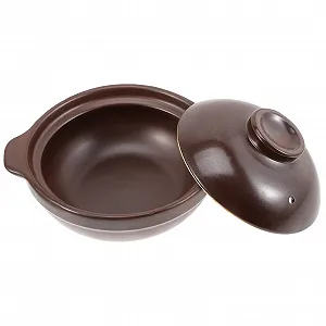 Горшок для запекания керамический жаропрочный с крышкой коричневый - Фото 1
