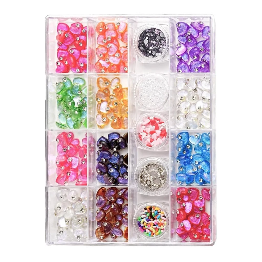 Стрази Серце Смола Плоска задня частина Серце Цвяхи Художні прикраси для акрилових нігтів, фото №3