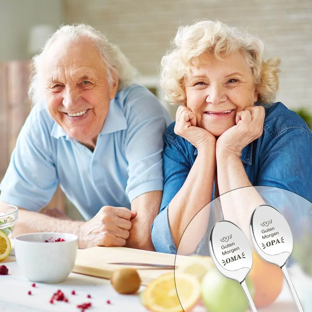 Ложка з гравіюванням для дідуся та бабусі Guten Morgen OPA/OMA, паковання з 2 штук, фото №3