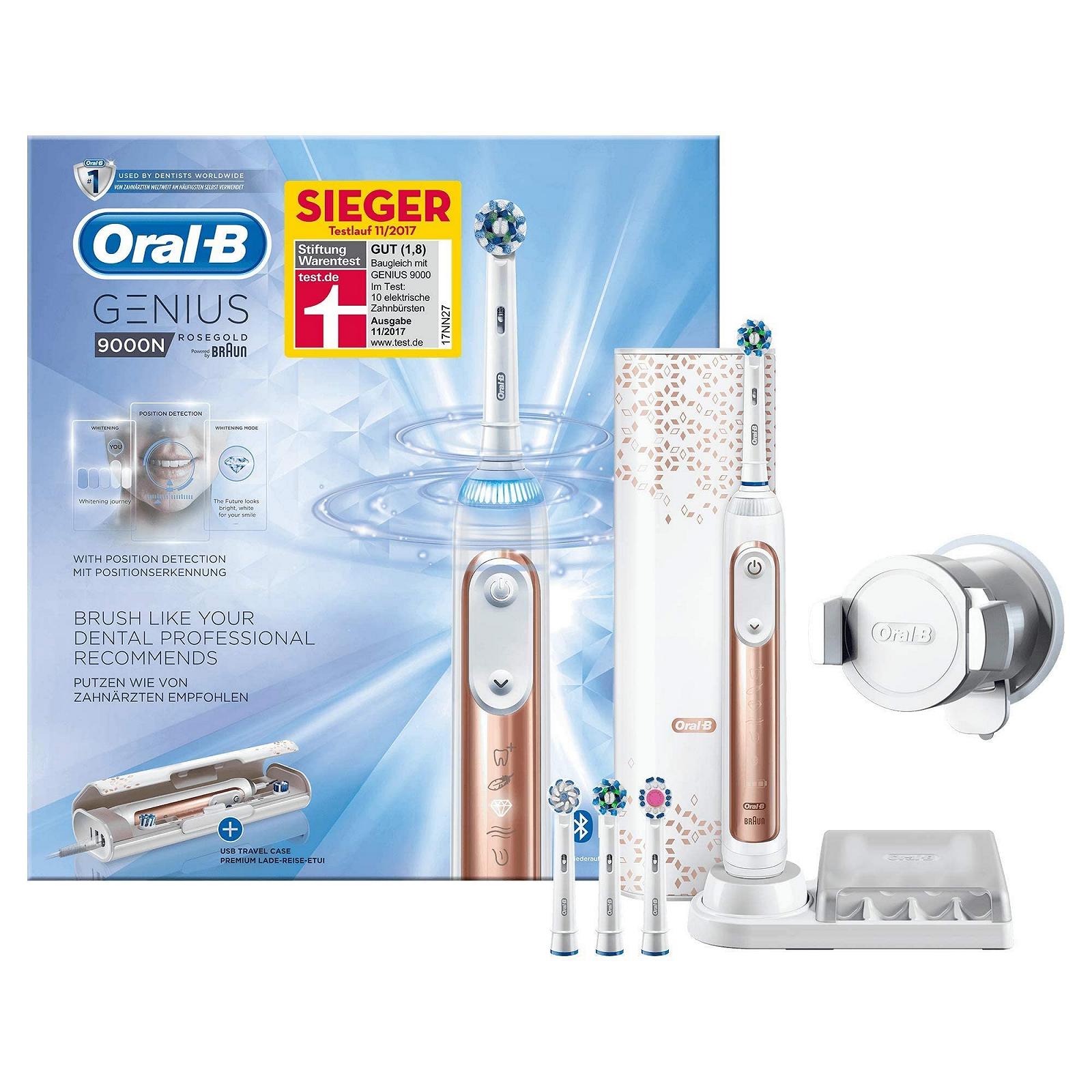 Зубная электрощетка Oral-B Genius 9000N, с Bluetooth, 4 насадки, премиальный дорожный чехол для зарядки, розовое золото, фото №2