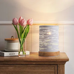 Настільна лампа OuXean металева сітчаста дерев'яна E14 40W White synthetic.ua - Фото 1