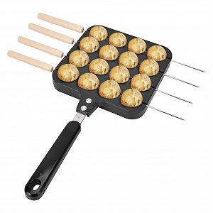Пательня-гриль Takoyaki Cocoarm на 16 отворів з 4 голками для випічки, антипригарна, для приготування кульок восьминога та яєчних слойок - Фото 1