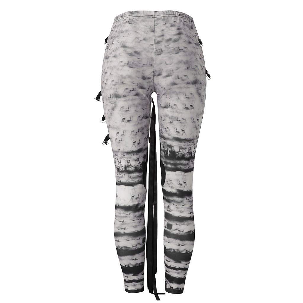 Gothic Женские с высокой талией Punk Halloween Steampunk Distressed Tie-Dye Skinny, фото №4