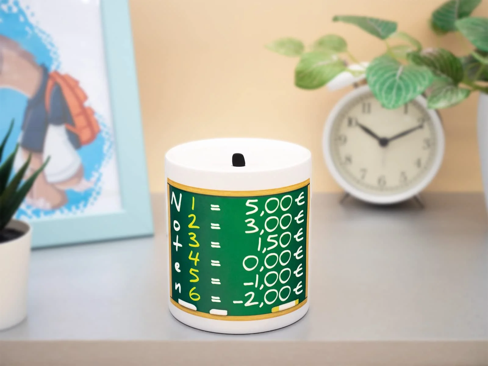 Копилка Керамическая с таблицей вознаграждений Белая 9.5 x 8.2 см, фото №2