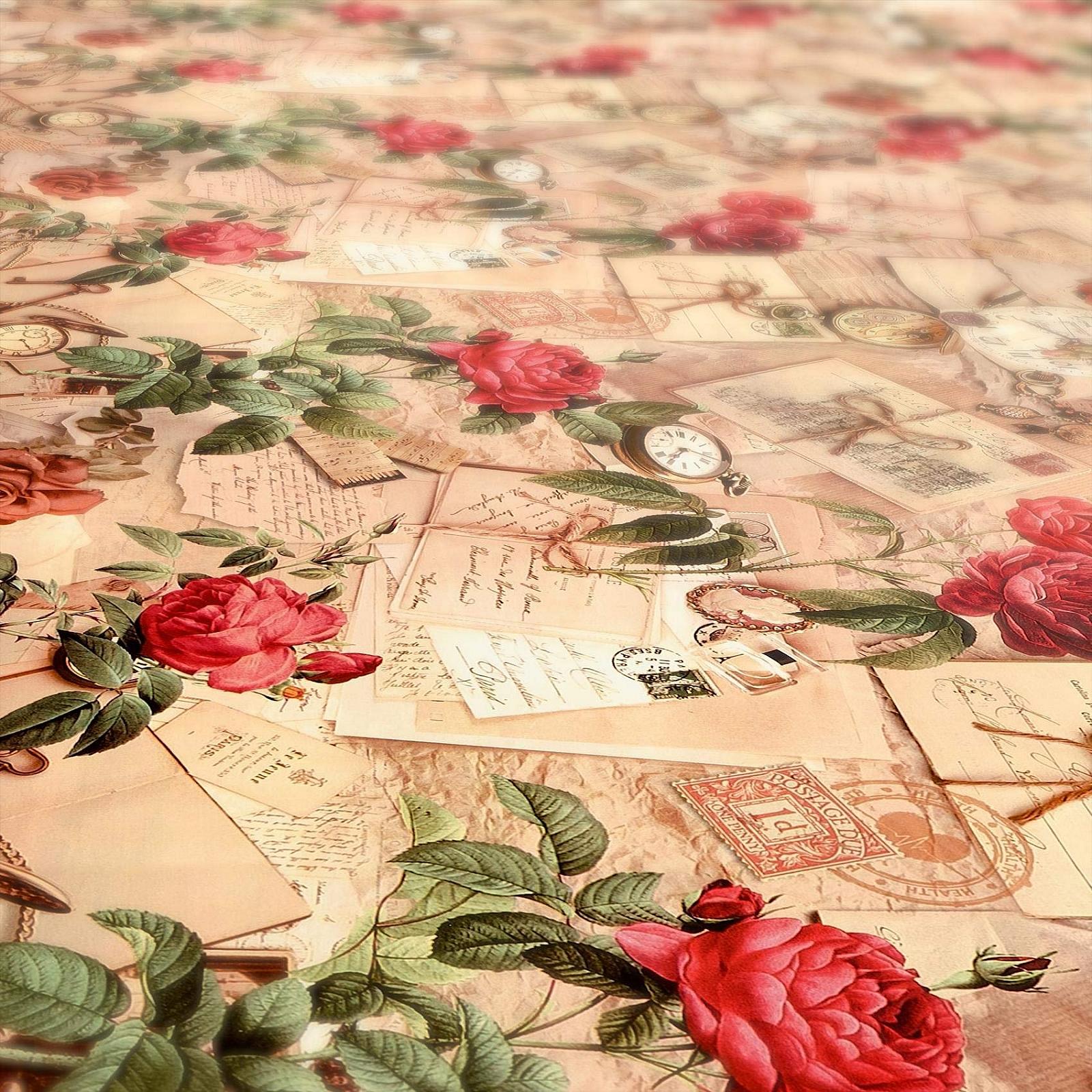 Скатертина-клейонка ANRO Country House Roses Letters кругла 120 см, фото №3