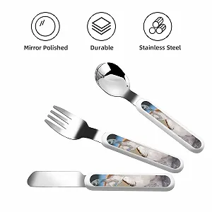 Дитячий набір столових приборів з кокосовим принтом, 3 предмети synthetic.ua - Фото 1