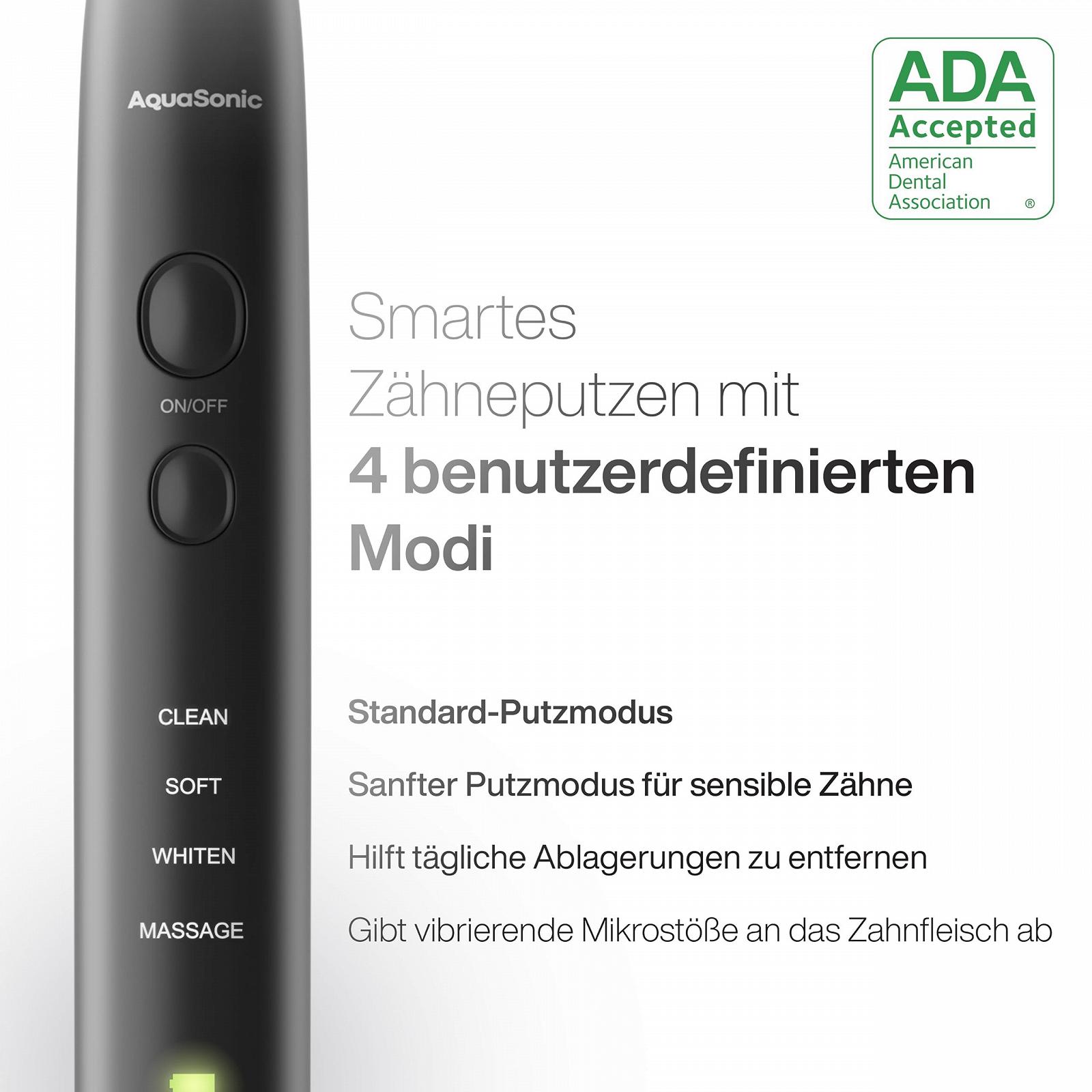 Електрична зубна щітка Aquasonic Black Series Ultra Whitening 40,000 VPM 4 режими Чорна, фото №4