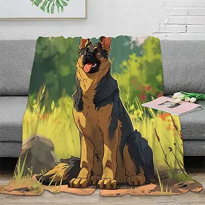 Фланелева Покривало VFKLZCNYR з 3D друком німецької вівчарки для диванів, ліжка, крісел synthetic.ua - Фото 1