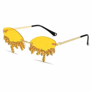 Купити Вінтажні сонцезахисні окуляри краплеподібної форми YAMEIZE для жінок і чоловіків, без оправи, з металевою оправою, захист від UV400 - Фото 1 Вінтажні сонцезахисні окуляри краплеподібної форми YAMEIZE для жінок і чоловіків, без оправи, з металевою оправою, захист від UV400 - Фото 1