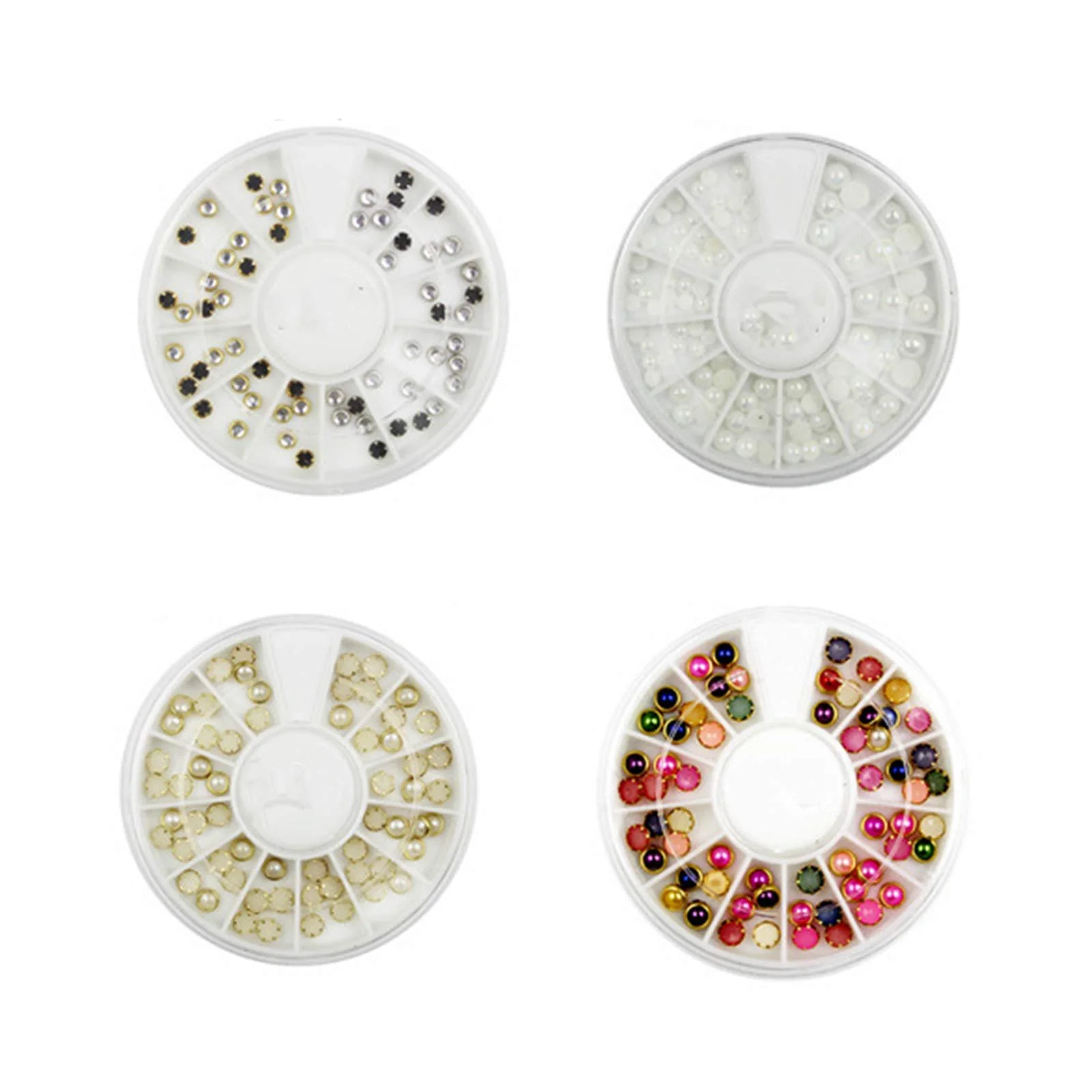 Бісер для нігтів, 4 коробки, стрази, круглі багатокутні, фото №1