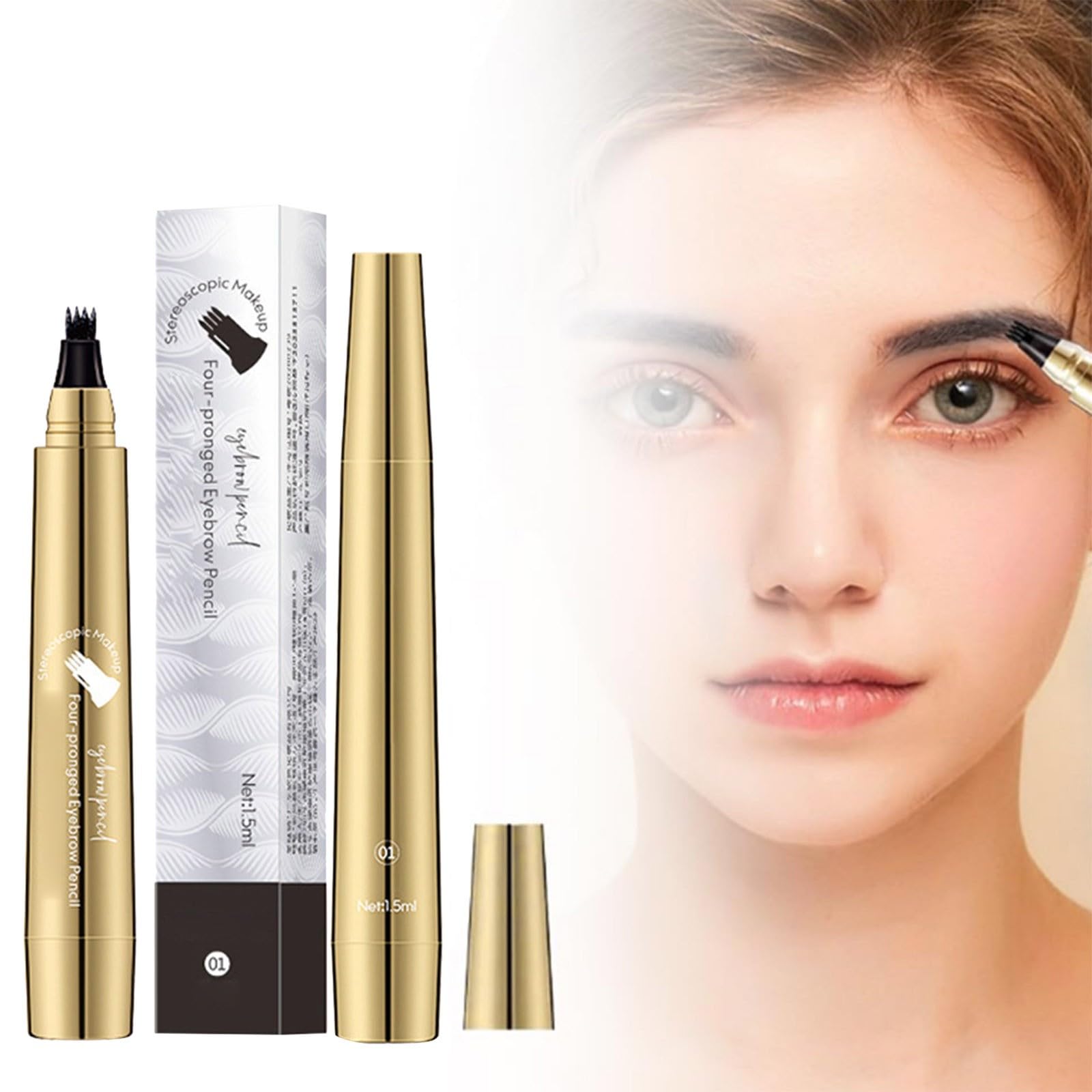 Карандаш для бровей Wasserdichter Schweißfester с аппликатором микро-вилочной формы черный один размер, фото №3