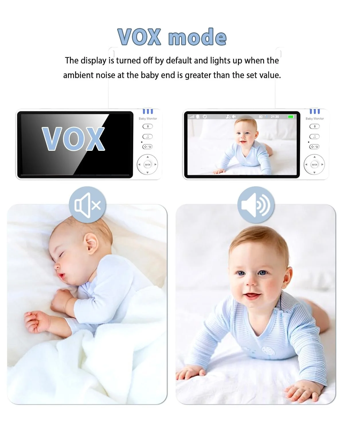 Відеоняня Ade 5 дюймів 720P HD IPS 300 м VOX 3500 mAh, фото №2