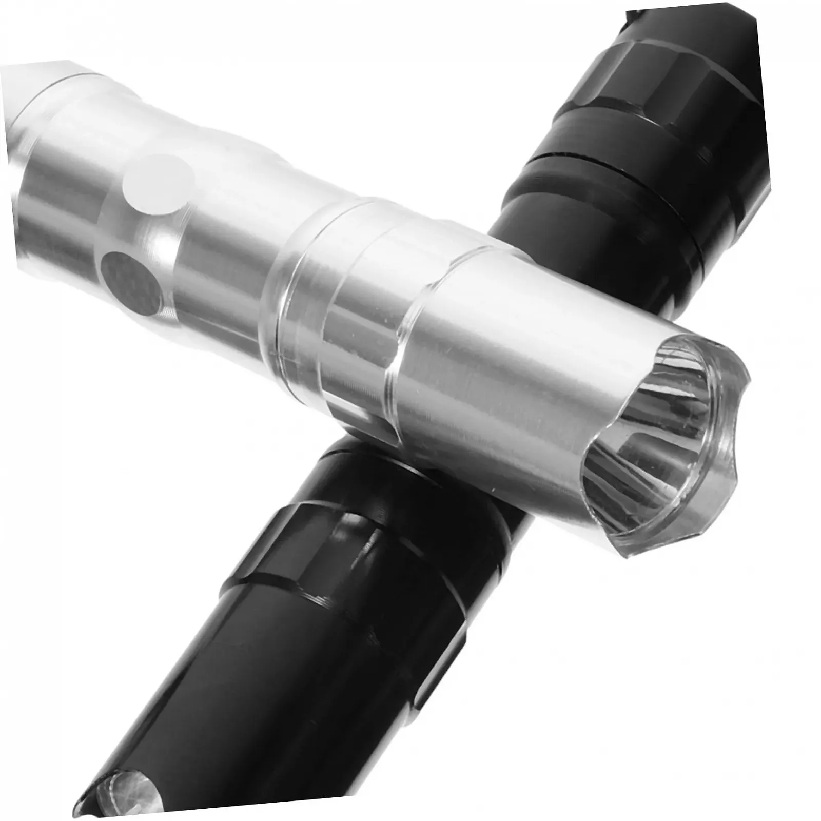 Ліхтарик кишеньковий водонепроникний легкий ударостійкий з алюмінієвого сплаву аварійний портативний для кемпінгу та походів чорний/срібний, 2 шт. в упаковці, фото №6