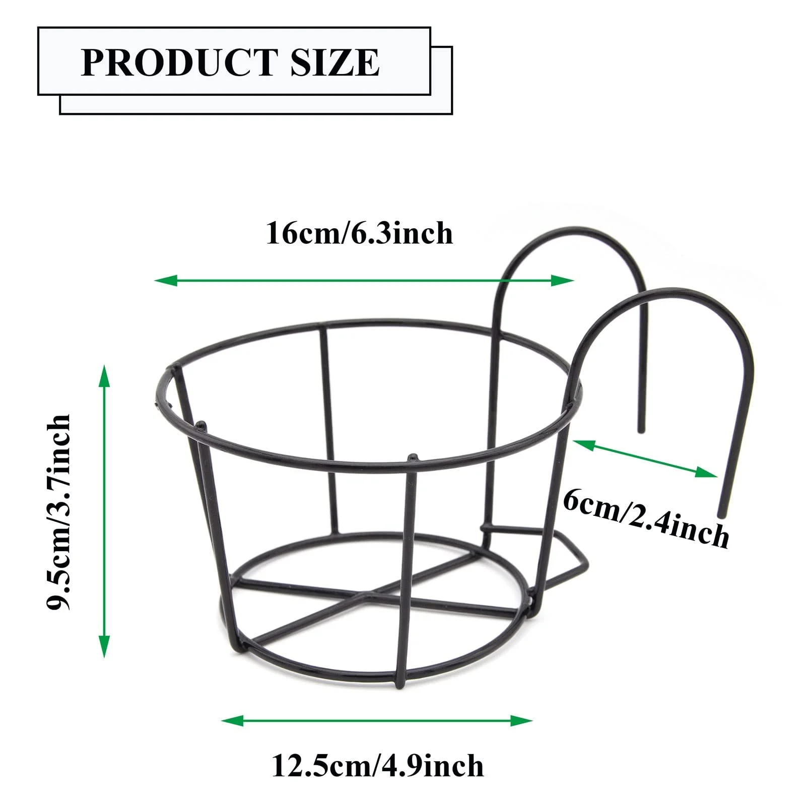 Підвісні тримачі для квіткових горщиків на перила 3 шт. залізо 16 см круглі, фото №2