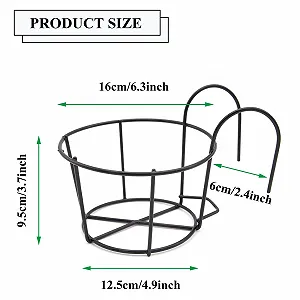 Підвісні тримачі для квіткових горщиків на перила 3 шт. залізо 16 см круглі synthetic.ua - Фото 1