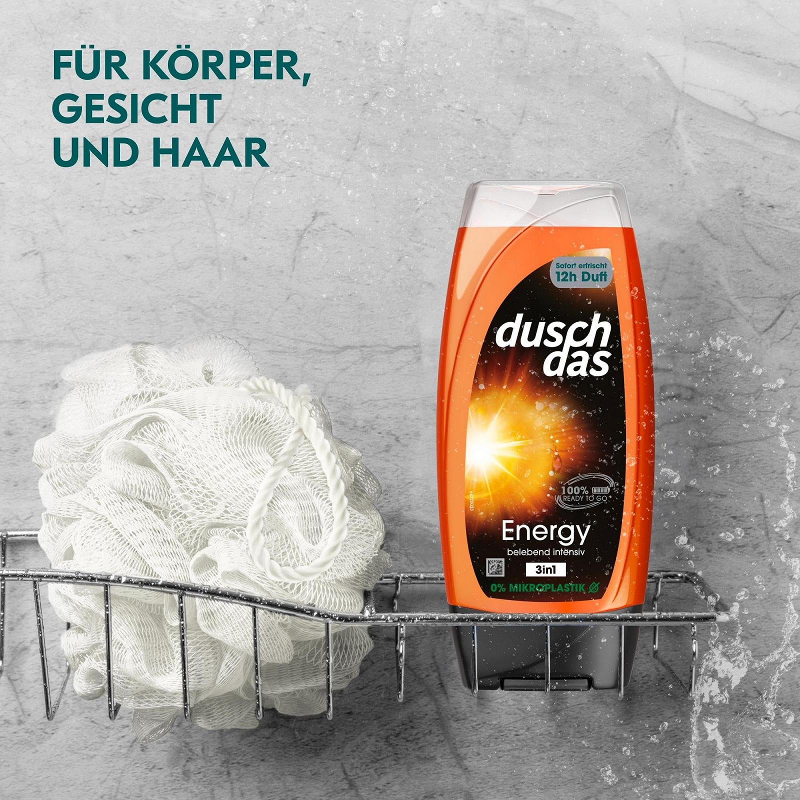 Гель для душу та шампунь Duschdas 3-in-1 Energy Invigorating Intense Fragrance 6 x 225 мл, фото №5