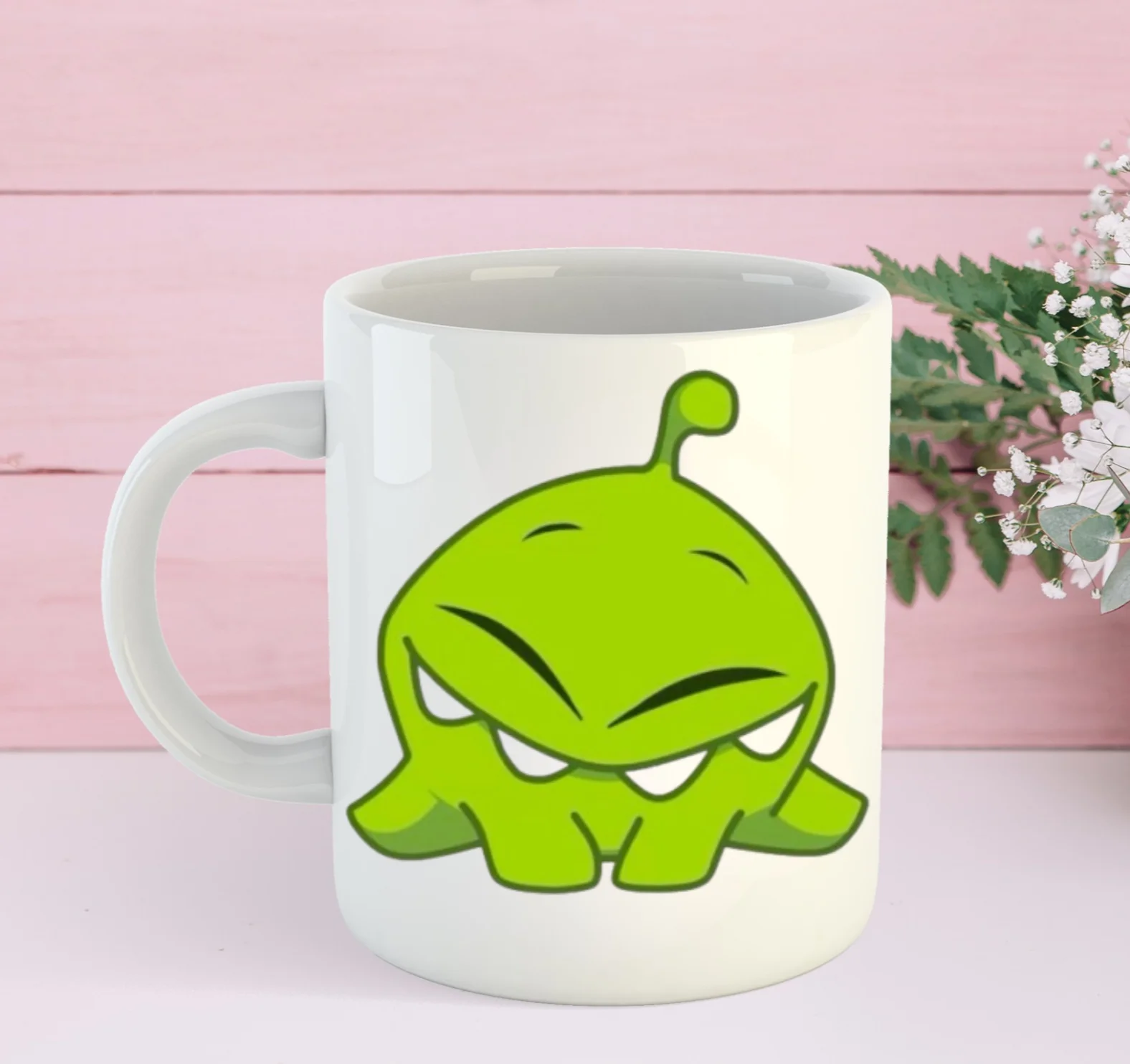 Чашка з принтом керамічна Om-nom Cut the rope 330 мл Uk_441, фото №1 Чашка з принтом керамічна Om-nom Cut the rope 330 мл Uk_441, фото №1