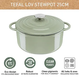 Каструля-жаровня Tefal LOV E2580504 чавунна індукційна з кришкою 7,4 л Зелена synthetic.ua - Фото 1