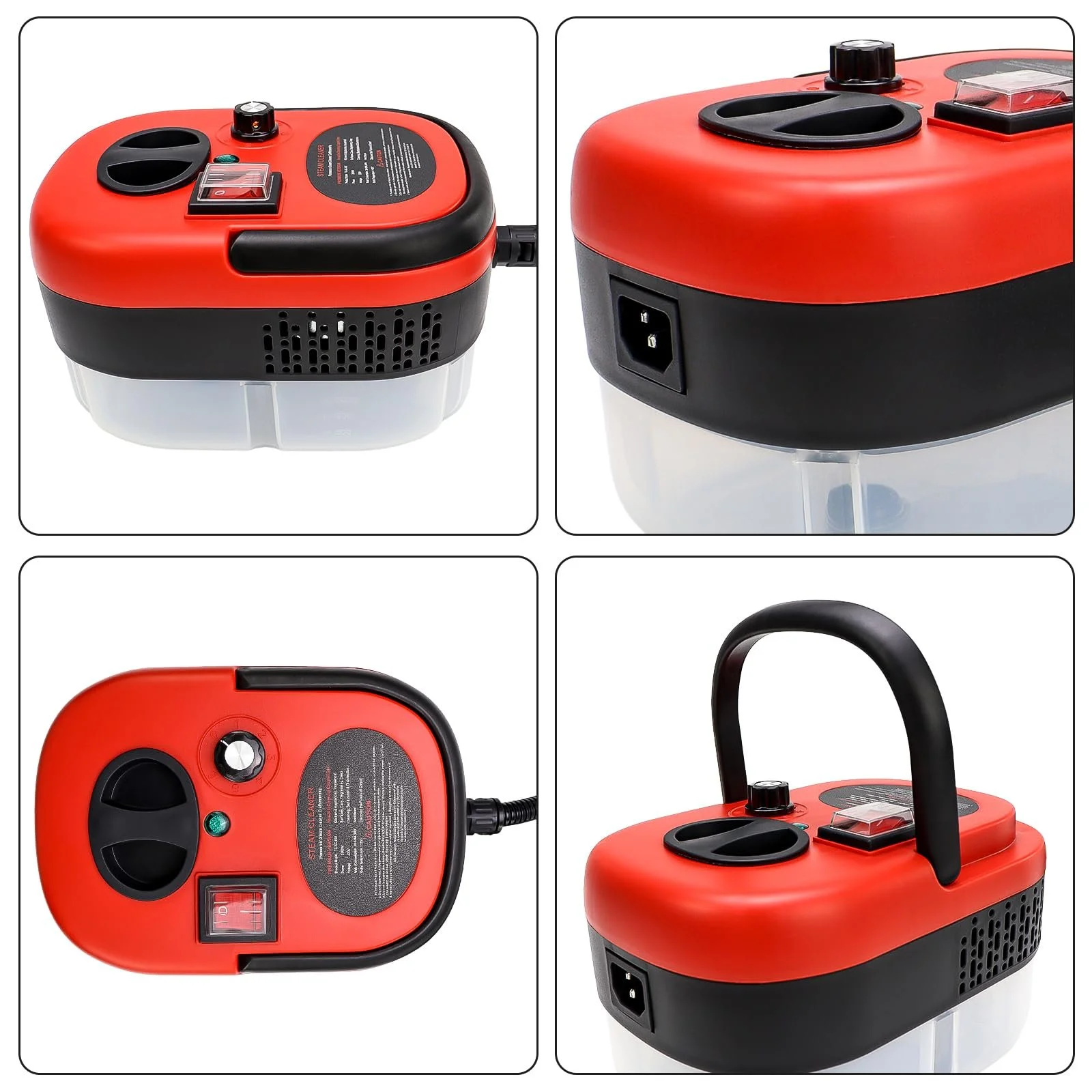 Ручний пароочисник 2500 Вт 1200 мл 3 бар 6 швидкостей Червоний, фото №5 Ручний пароочисник 2500 Вт 1200 мл 3 бар 6 швидкостей Червоний, фото №5