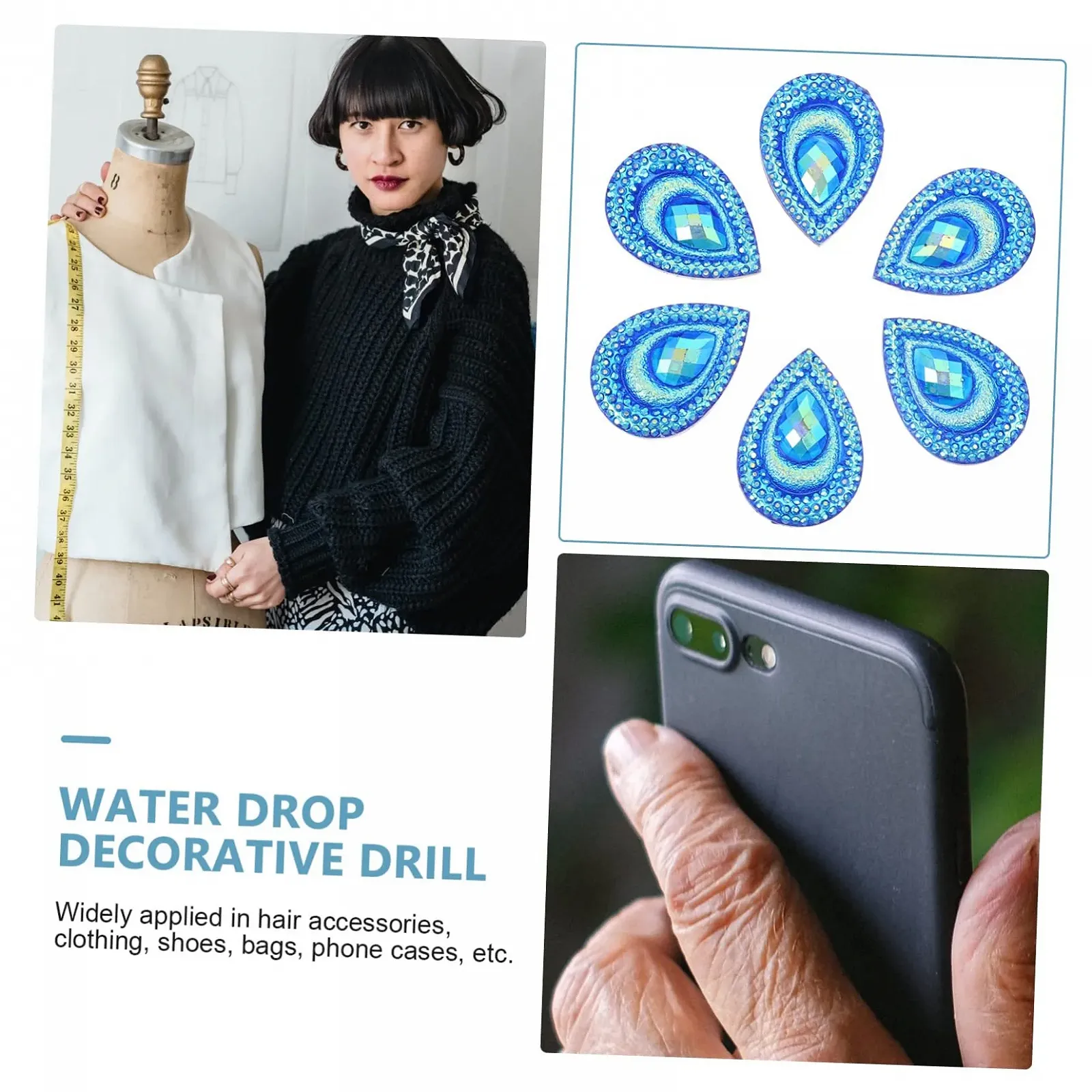 Набор страз для рукоделия Павлин 3 шт. Стразы крупные Пришивные для скрапбукинга Аксессуары для одежды, фото №3