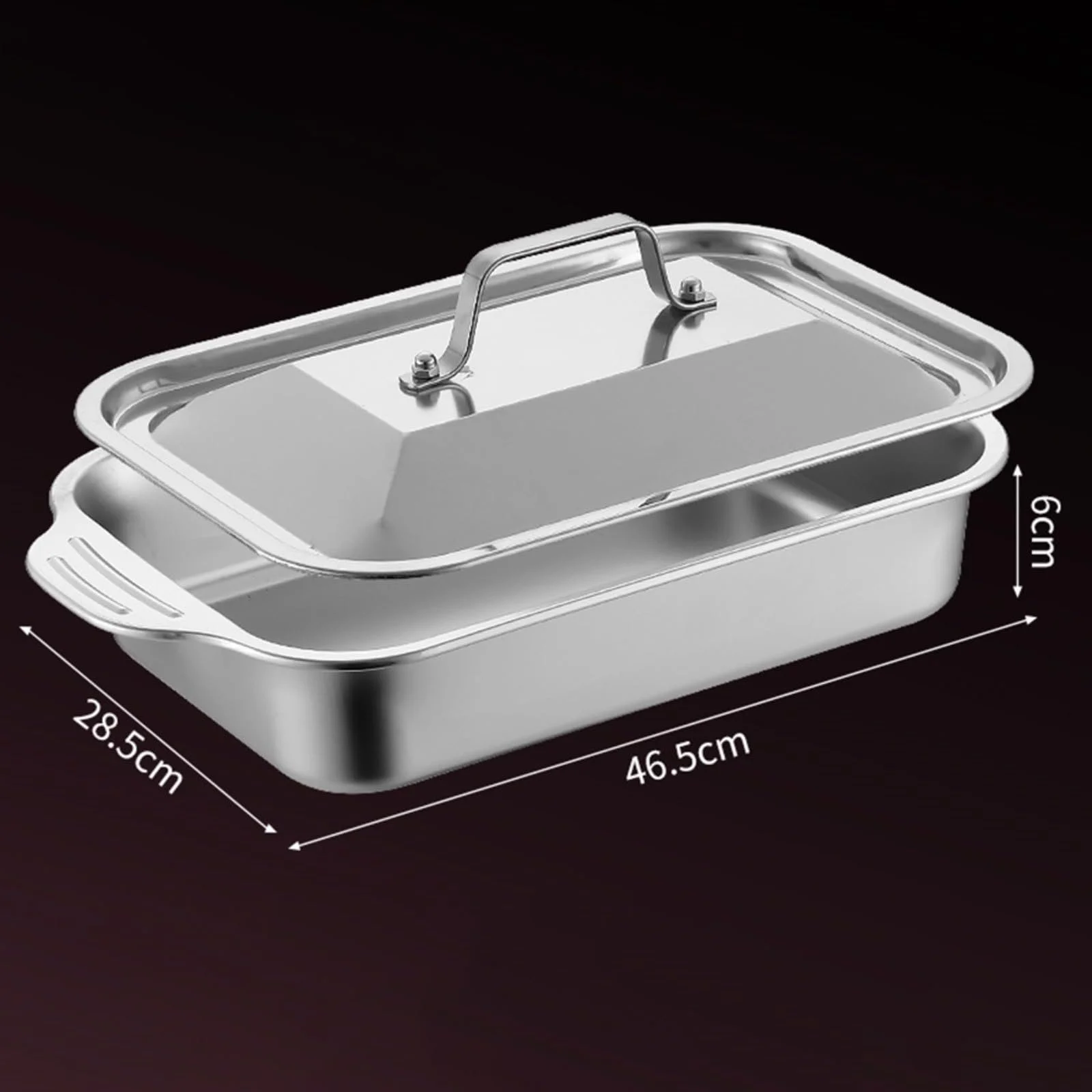 Форма для лазаньи нержавеющая сталь с крышкой и ручками 46 x 28 x 6 см толщина 2 мм промышленный класс качества, фото №2 Форма для лазаньи нержавеющая сталь с крышкой и ручками 46 x 28 x 6 см толщина 2 мм промышленный класс качества, фото №2