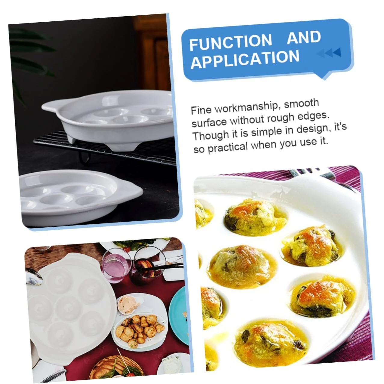 Форма для запекания улиток 2 шт. белая керамическая с отверстиями и ручками, фото №3