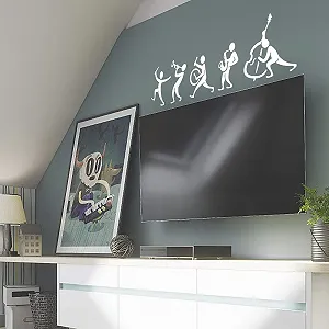 Наклейка на стіну Music Band Музичні ноти Барабани Танцівниця Вінілова synthetic.ua - Фото 1